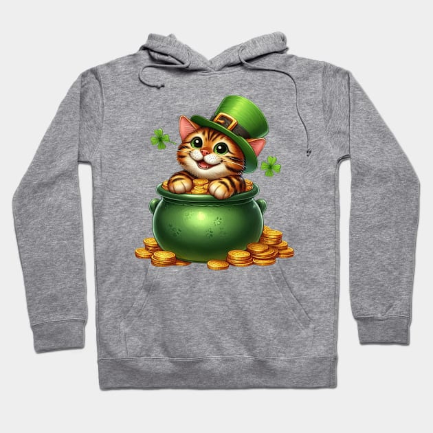 St Patricks Day Bengal Cat Hoodie by Chromatic Fusion Studio